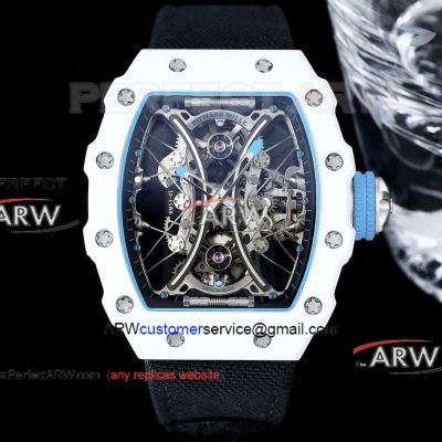 Swiss Clone Richard Mille Rafael Nadal RM53-01 White Case Black Velcro Strap Watch 